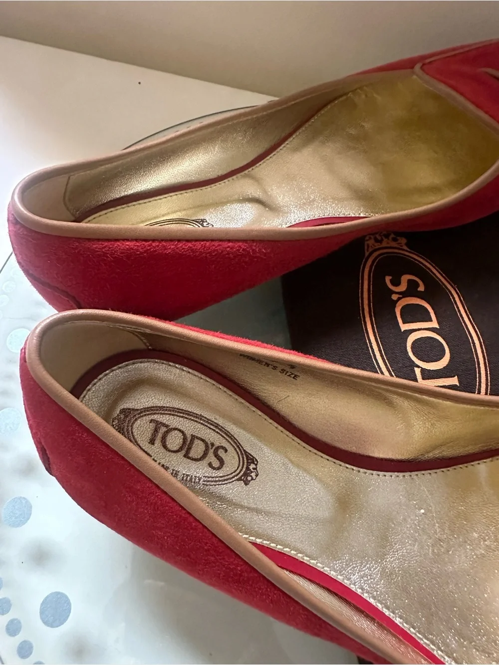 Tod's Red Suede Tassel Trim Loafers